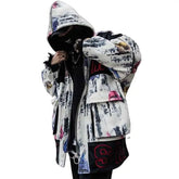 Shark printed zip hat coat